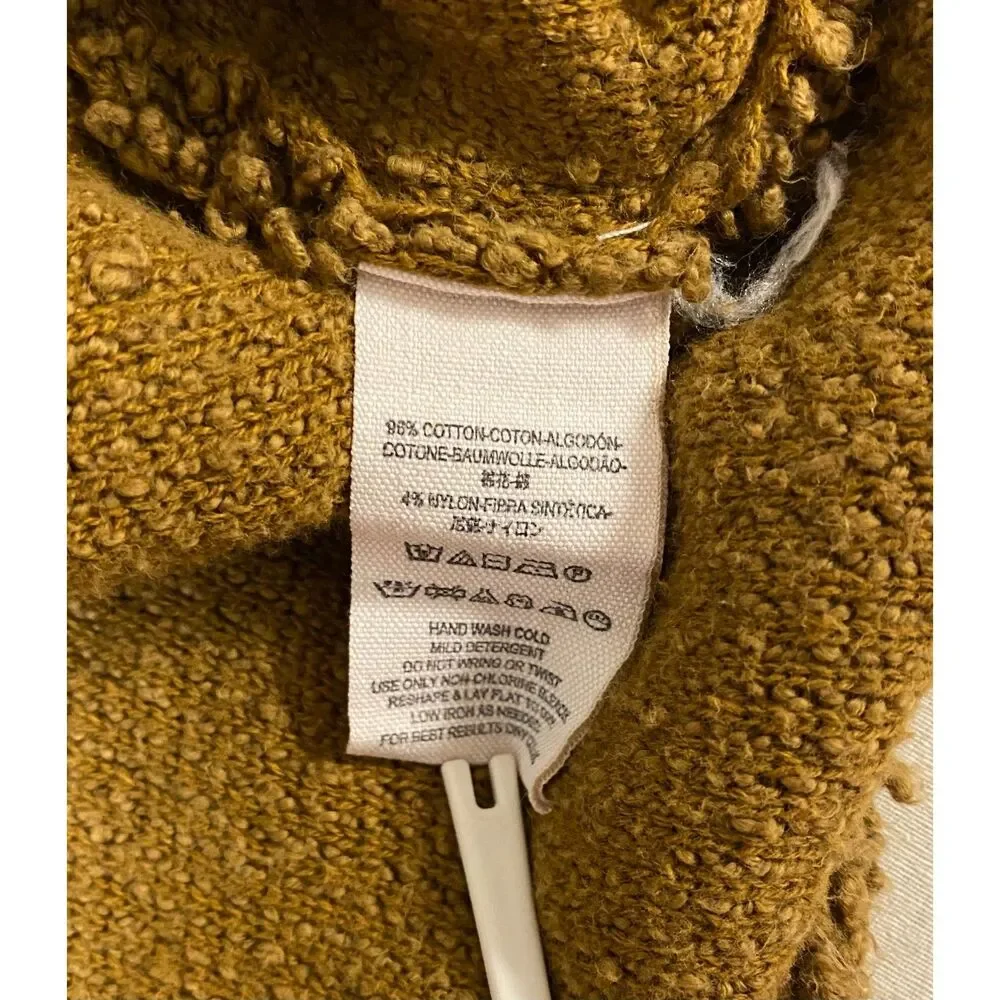 FREE PEOPLE Popcorn Pullover Cropped Cable Sweater Tobacco BROWN Sz S